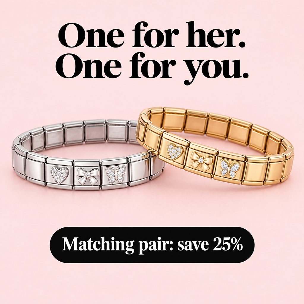 Matching silver and gold charm bracelets
