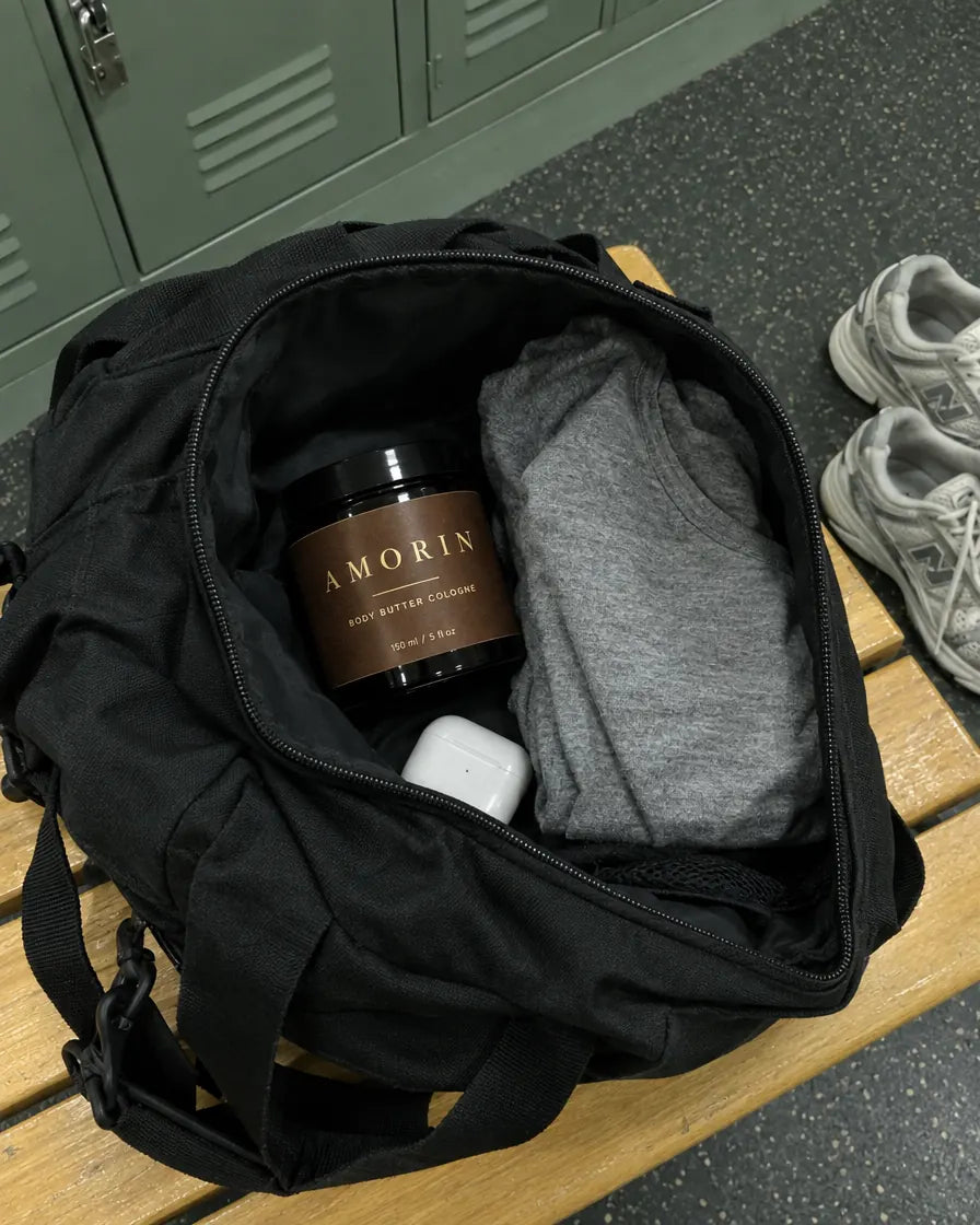 Amorin jar in a gym bag
