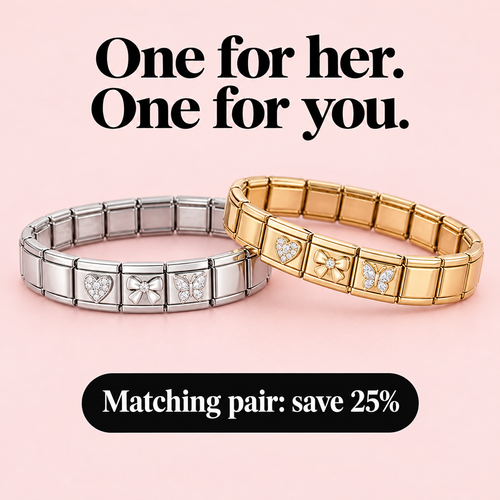 Matching silver and gold charm bracelets